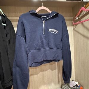 Fashion Nova St. Tropez Women's Navy Half-Zip Sweater